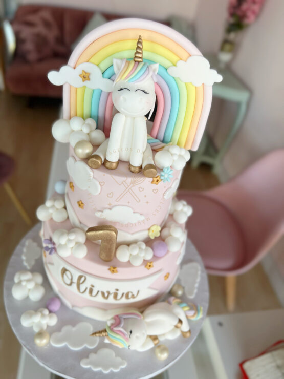 Tarta decorada infantil unicornio