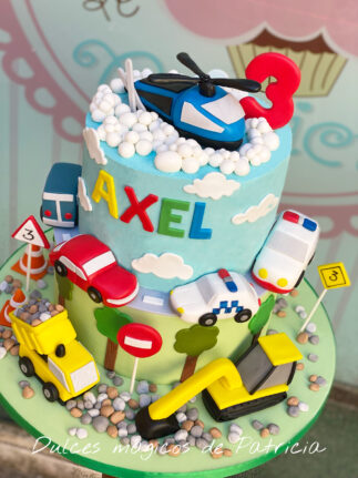Tarta infantil Vehículos