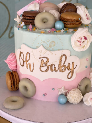 Tarta decorada Revelación sexo del bebé