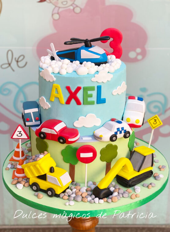 Tarta infantil Vehículos