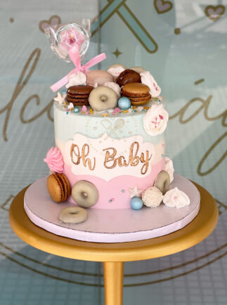 Tarta decorada Revelación sexo del bebé