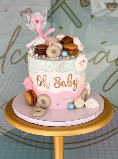 Tarta decorada Revelación sexo del bebé
