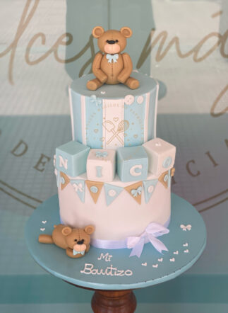 Tarta decorada bautizo ositos