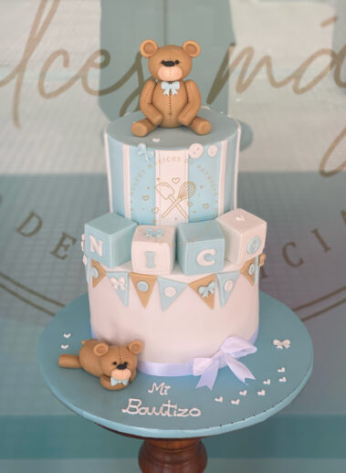 Tarta decorada bautizo ositos