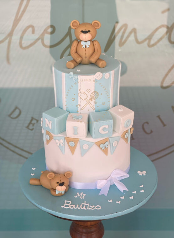 Tarta decorada bautizo ositos
