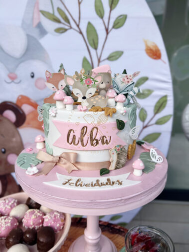 Tarta decorada infantil animalitos del bosque
