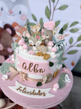 Tarta decorada infantil animalitos del bosque