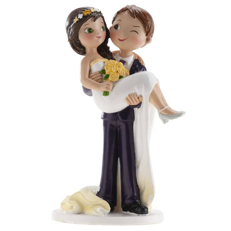 Figura decorativa tarta boda, pareja guiño 16 cm.