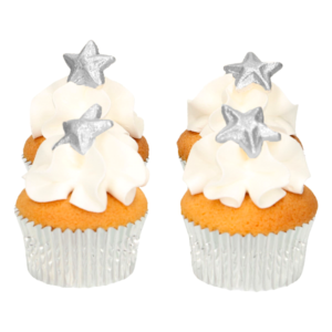 decoraciones azucar estrellas plateadas funcakes