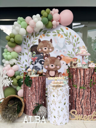 Mesa dulce cumpleaños animalitos del bosque