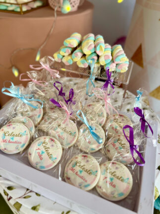 Mesa dulce bautizo y primer año mariposas