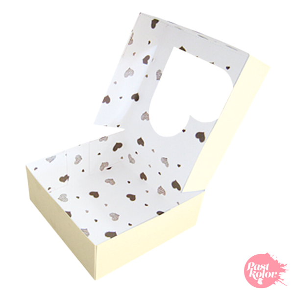 Caja galletas o dulces corazón 14x13 cm color champagne